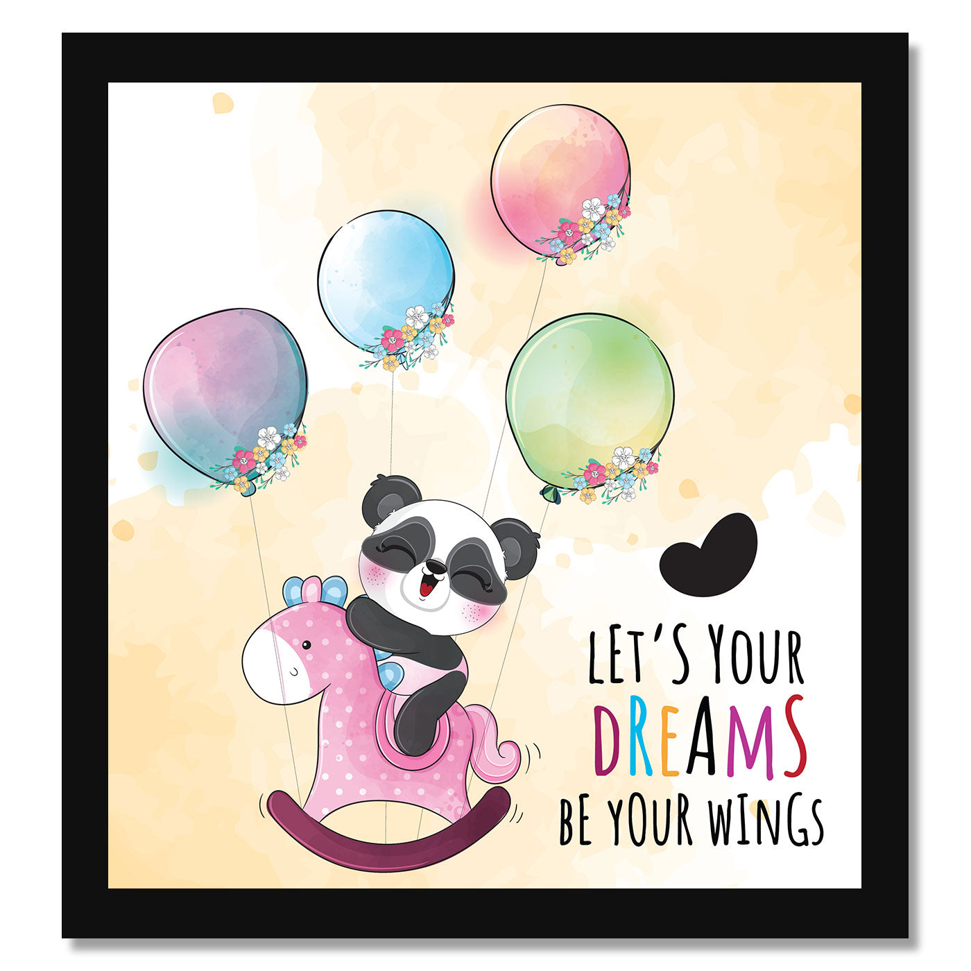 Let's Your Dreams Be Your Wings Printed Wall Frame for Wall Decoration Wall Poster Frame for Kids Bedroom Living Room Home Decor Gift for Birthday Kids Boys and Girls