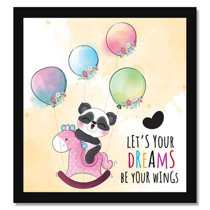 Let's Your Dreams Be Your Wings Printed Wall Frame for Wall Decoration Wall Poster Frame for Kids Bedroom Living Room Home Decor Gift for Birthday Kids Boys and Girls