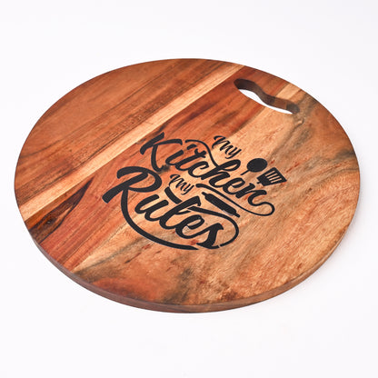 Wooden Circular Chopping Board with Lively Quote