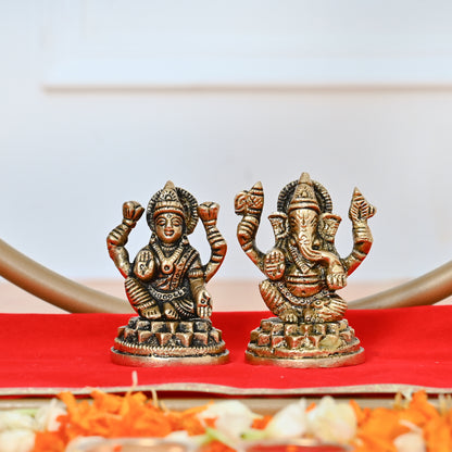 Premium Diwali Combo with Backdrop frame ,Pooja Aasan, Brass Laxmi Ganesh and Brass Lotus Diya - (Set of 4)