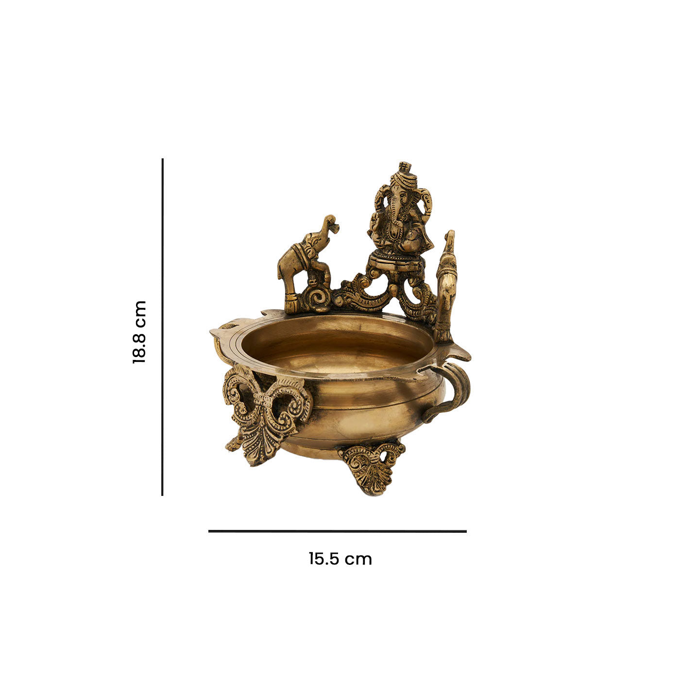 Traditional Decorative Ganesh Brass Urli Bowl with Elepahant Design