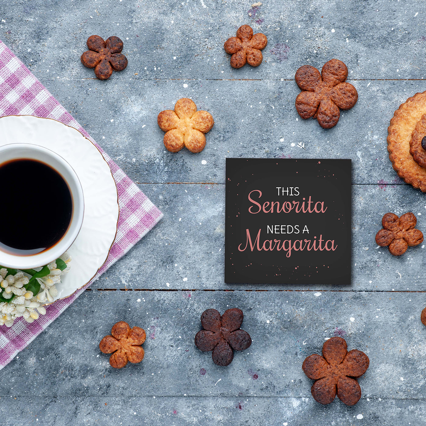 Set of 2 This Senorita Needs A Margarita Printed Coaster Cum Fridge Magnets For Tea Cups ,Coffee Mugs Gift For Mother