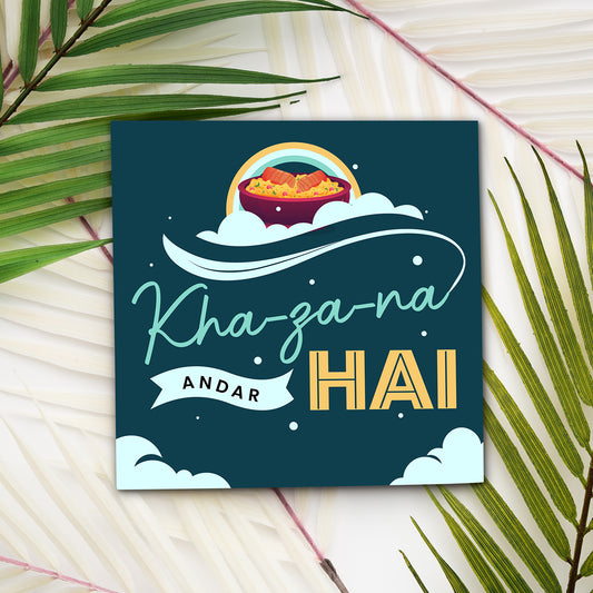 Set of 2 Khazana Andar Hai Printed Coaster Cum Fridge Magnets For Tea Cups ,Coffee Mugs Gift For Mother