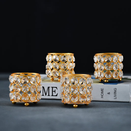 Glimmering Crystal Tea-Light Holder(Set of 4)