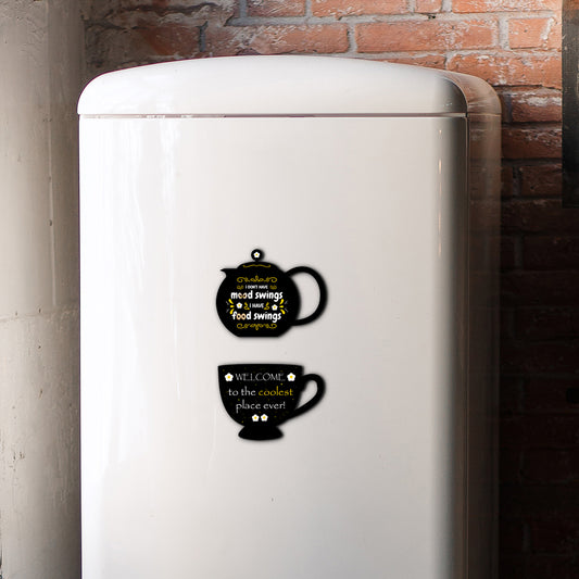 Set of 2 Cup and Kettle Printed Fridge Magnets for Refrigerator Stylish Decorative Items for Kitchen Decor Gift For Mother