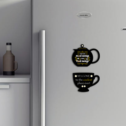 Set of 2 Cup and Kettle Printed Fridge Magnets for Refrigerator Stylish Decorative Items for Kitchen Decor Gift For Mother