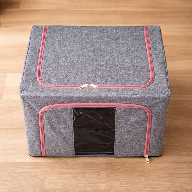 DecorTwist Cloth Storage Organiser Box with Zipper Window | Foldable Wardrobe Storage | Dustproof & Stackable