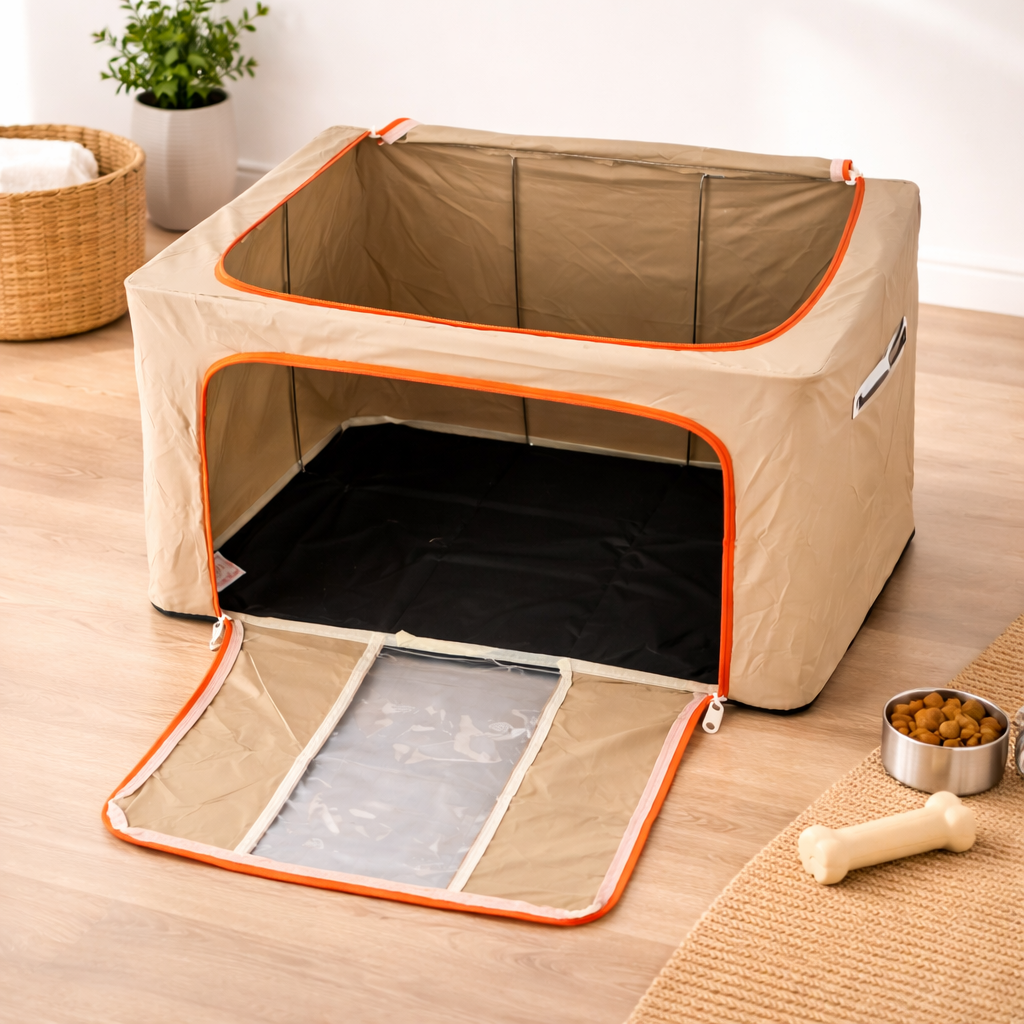 DecorTwist Cloth Storage Organiser Box with Zipper Window | Foldable Wardrobe Storage | Dustproof & Stackable