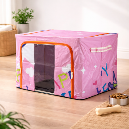 DecorTwist Cloth Storage Organiser Box with Zipper Window | Foldable Wardrobe Storage | Dustproof & Stackable