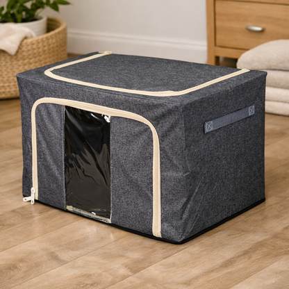 DecorTwist Cloth Storage Organiser Box with Zipper Window | Foldable Wardrobe Storage | Dustproof & Stackable