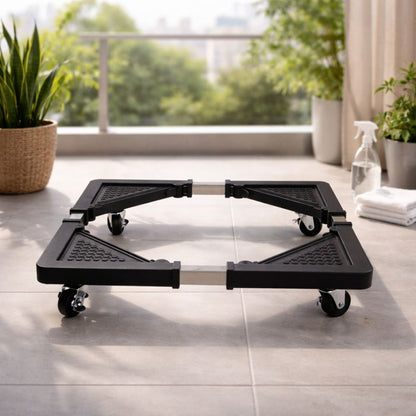 Decortwist Universal Adjustable Appliance Stand – Heavy-Duty Base with 8 Lockable Wheels & 4 Legs, Load Capacity 120 kg (Black) (Size- 4 feet) (Style_2_with Wheels)