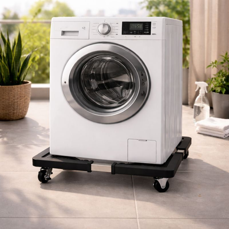 Decortwist Universal Adjustable Appliance Stand – Heavy-Duty Base with 8 Lockable Wheels & 4 Legs, Load Capacity 120 kg (Black) (Size- 4 feet) (Style_2_with Wheels)