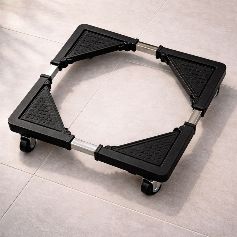 Decortwist Universal Adjustable Appliance Stand – Heavy-Duty Base with 8 Lockable Wheels & 4 Legs, Load Capacity 120 kg (Black) (Size- 4 feet) (Style_2_with Wheels)