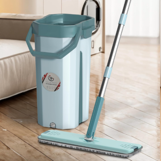 18-Inch Telescopic Floor Cleaning | Heavy-Duty Extendable Rod | Cotton Mop Head for Home, Office & Hospitals (Squeeze & Wash Flat Mop System)