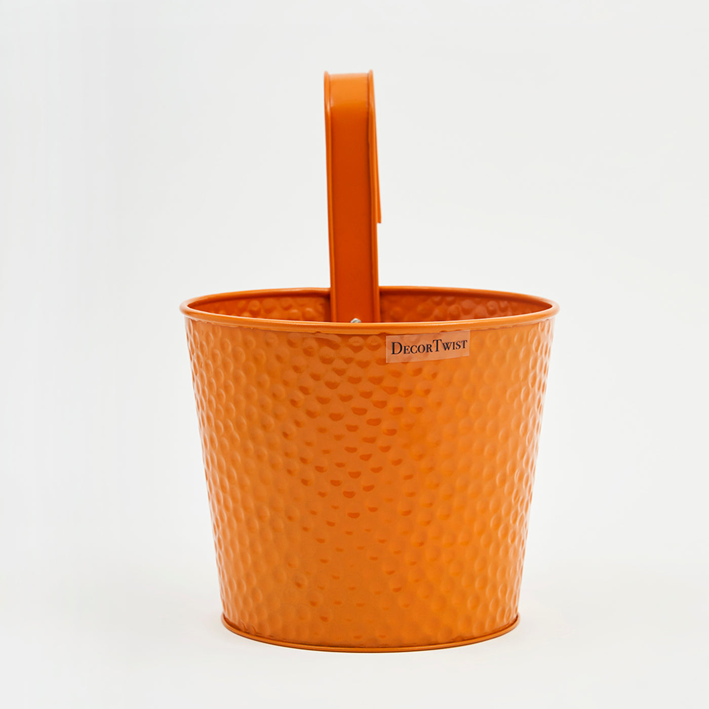 Metal Hanging Planter Railing Flower Pot with Handle for Balcony Indoor Outdoor Home Office Garden Decor-Orange