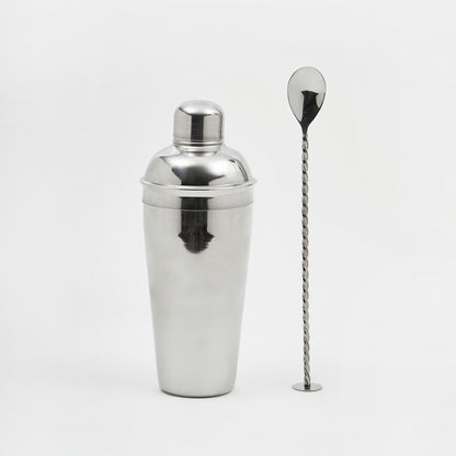 Stainless Steel Cocktail Shaker Juice Mixer Wine Martini Shaker Cocktail Mixer 3 Piece Bartender Kit Drink Shaker Bar Tools Set with Measuring Jigger Mixing Spoon Bartender Strainer