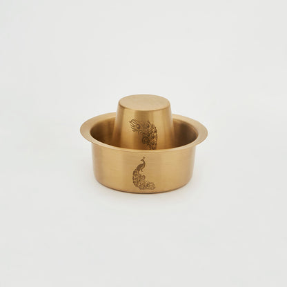 Pure Brass Dabara Set Tea Coffee Kumbakonam Dabara Set South Indian Coffee Glass Tumbler Set Serving Drinkware  Brass Dabara Tumbler Set-150 ml (Peacock design)