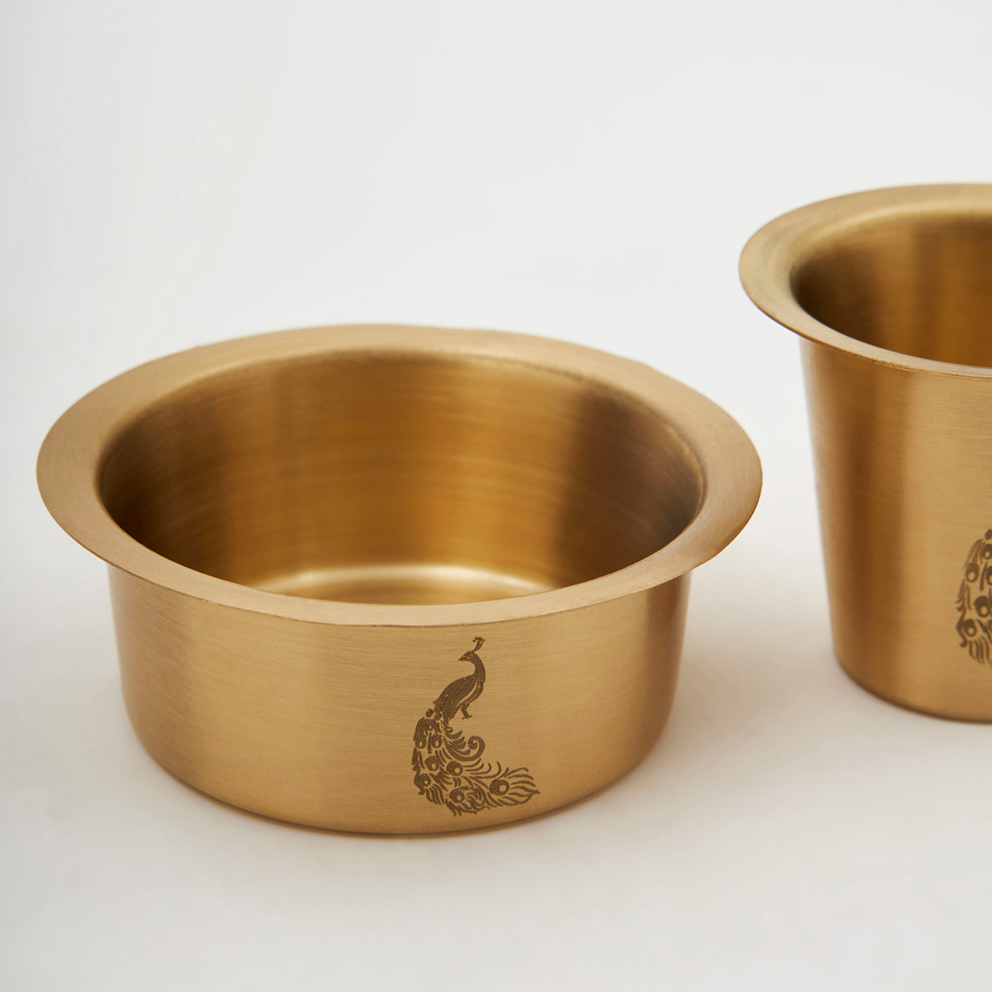 Pure Brass Dabara Set Tea Coffee Kumbakonam Dabara Set South Indian Coffee Glass Tumbler Set Serving Drinkware  Brass Dabara Tumbler Set-150 ml (Peacock design)