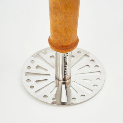 Stainless Steel Potato Crusher Pav Bhaji Vegetable Masher with Wooden Handle for Kitchen Utensils Easily Mash Boiled Potato Stuffed paratha Masala dosa Kitchen tool