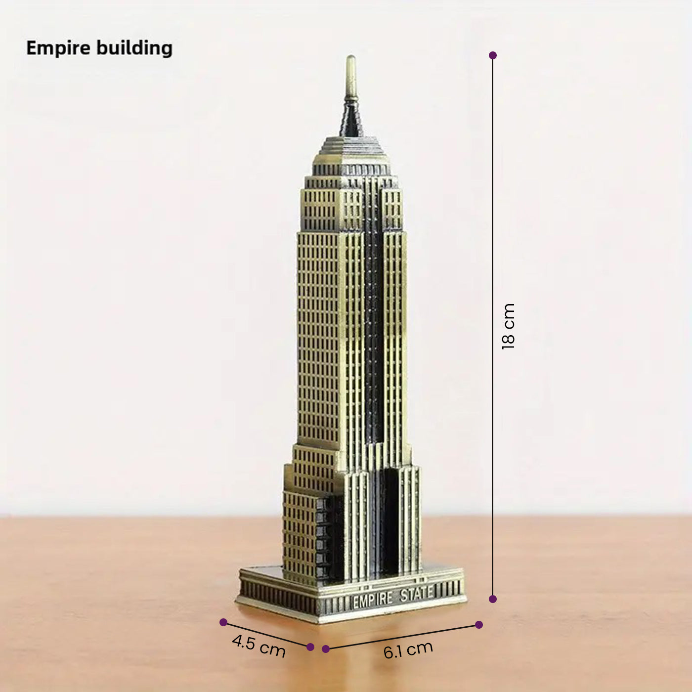 Metal New York City Empire State Building Statue Decorative Showpiece for Home Decor (Gold)