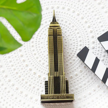 Metal New York City Empire State Building Statue Decorative Showpiece for Home Decor (Gold)