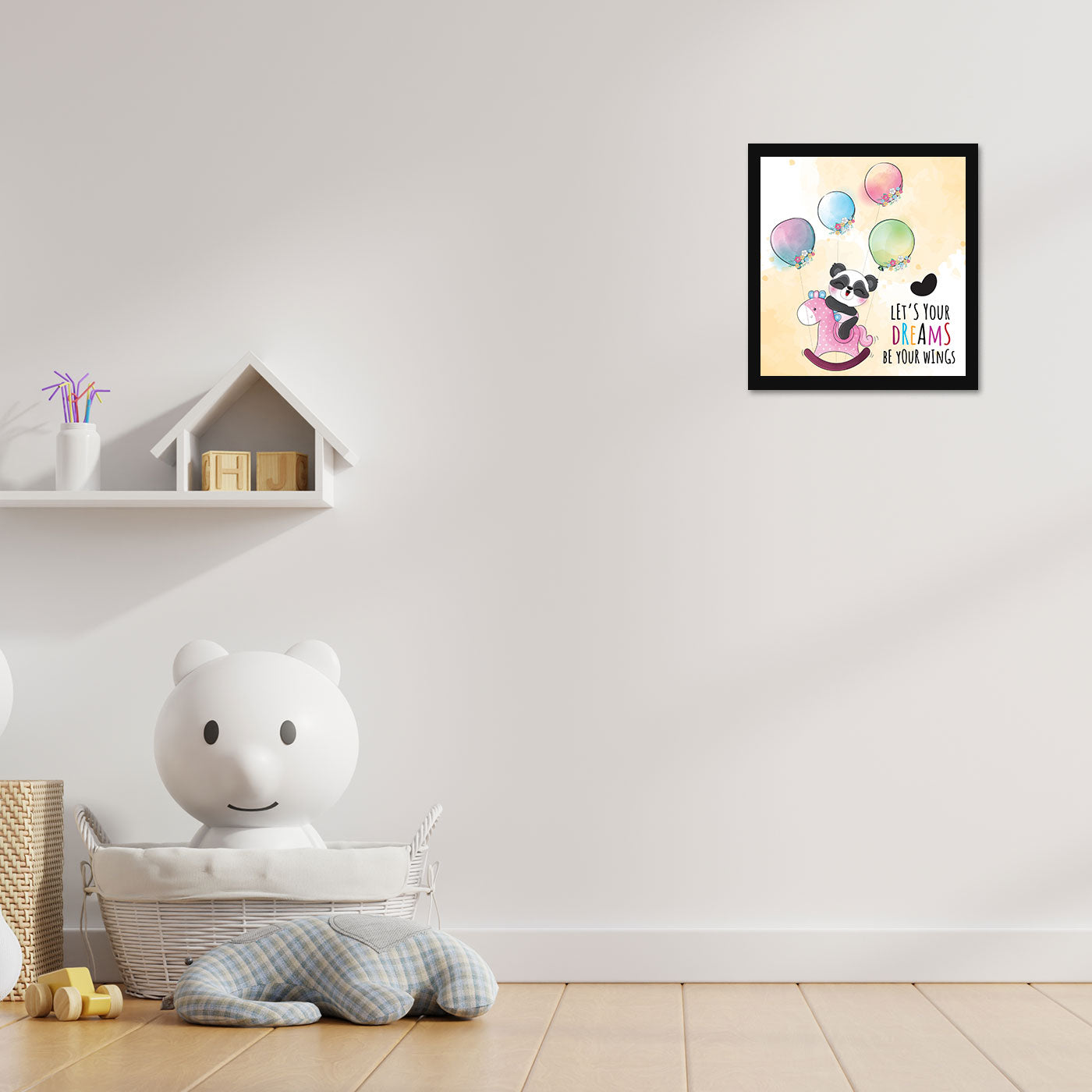Let's Your Dreams Be Your Wings Printed Wall Frame for Wall Decoration Wall Poster Frame for Kids Bedroom Living Room Home Decor Gift for Birthday Kids Boys and Girls