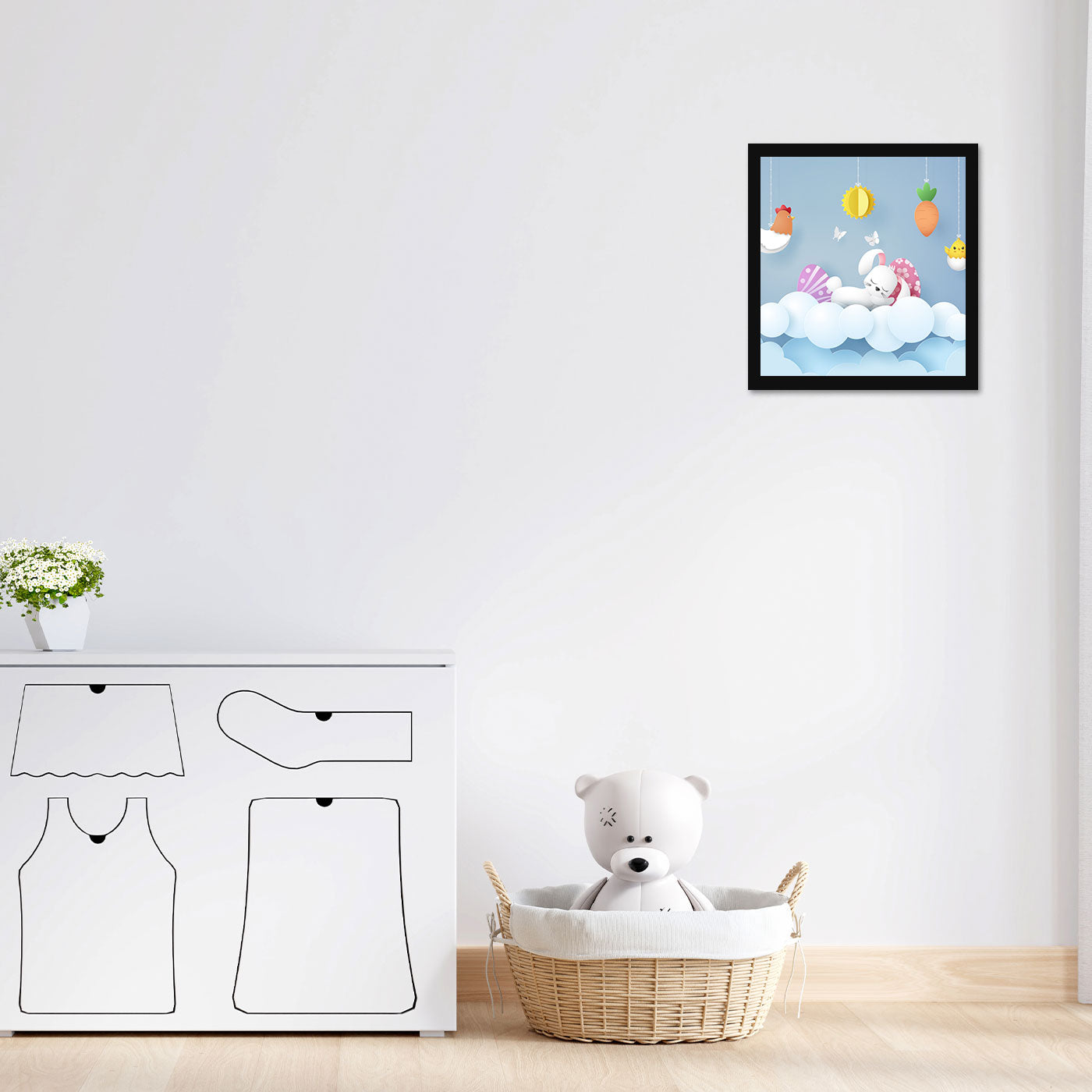 Cute Rabbit Printed Wall Frame for Wall Decoration Wall Poster Frame for Kids Bedroom Living Room Home Decor Gift for Birthday Kids Boys and Girls