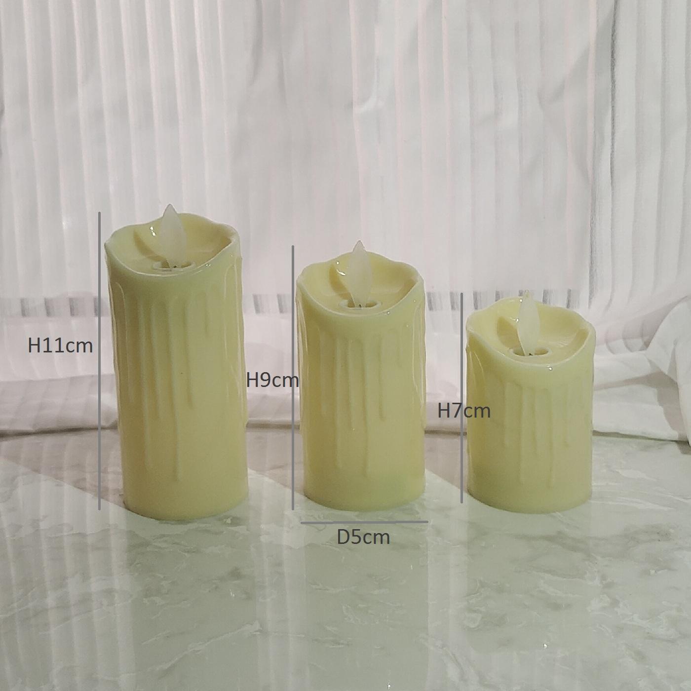 Battery Powered Plastic Dancing Flame Flameless LED Pillar Candles
