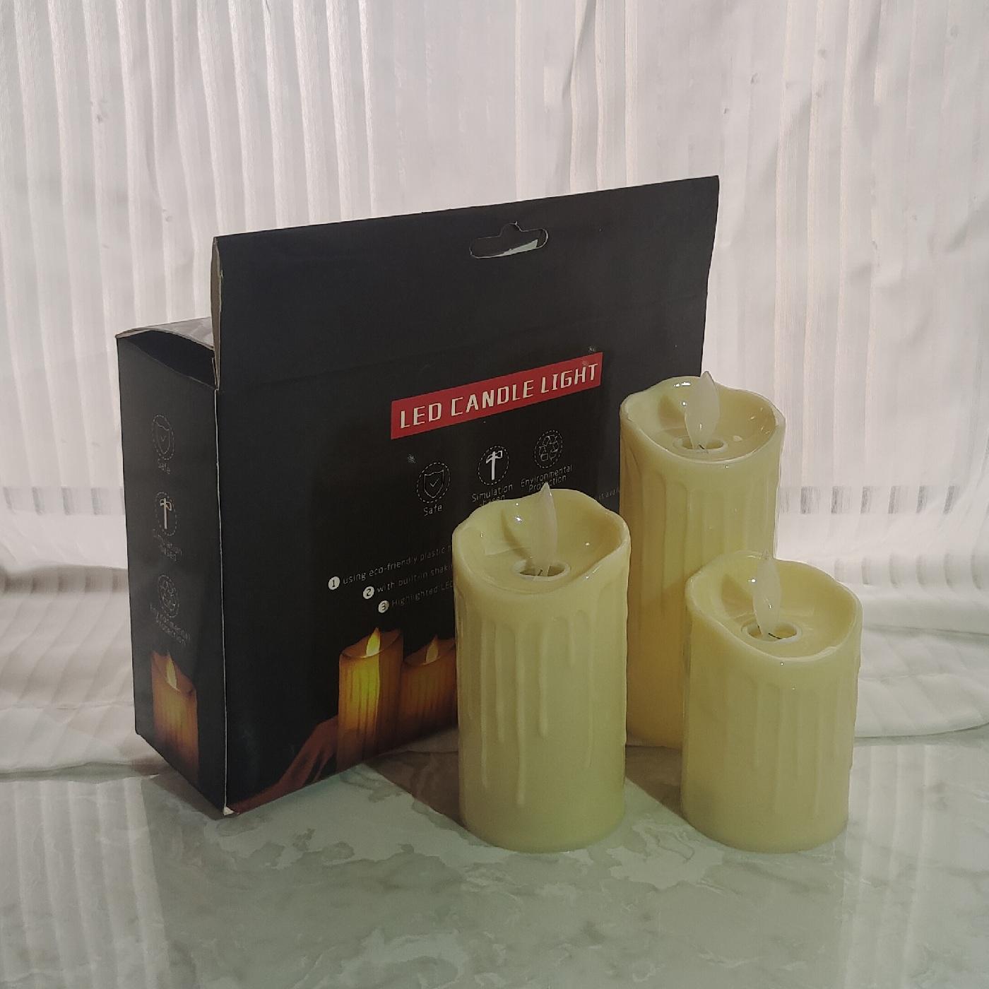 Battery Powered Plastic Dancing Flame Flameless LED Pillar Candles