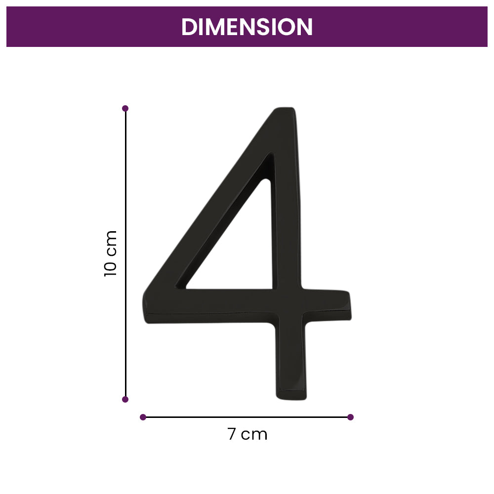 Modern Black House Numbers - AURELE 4"