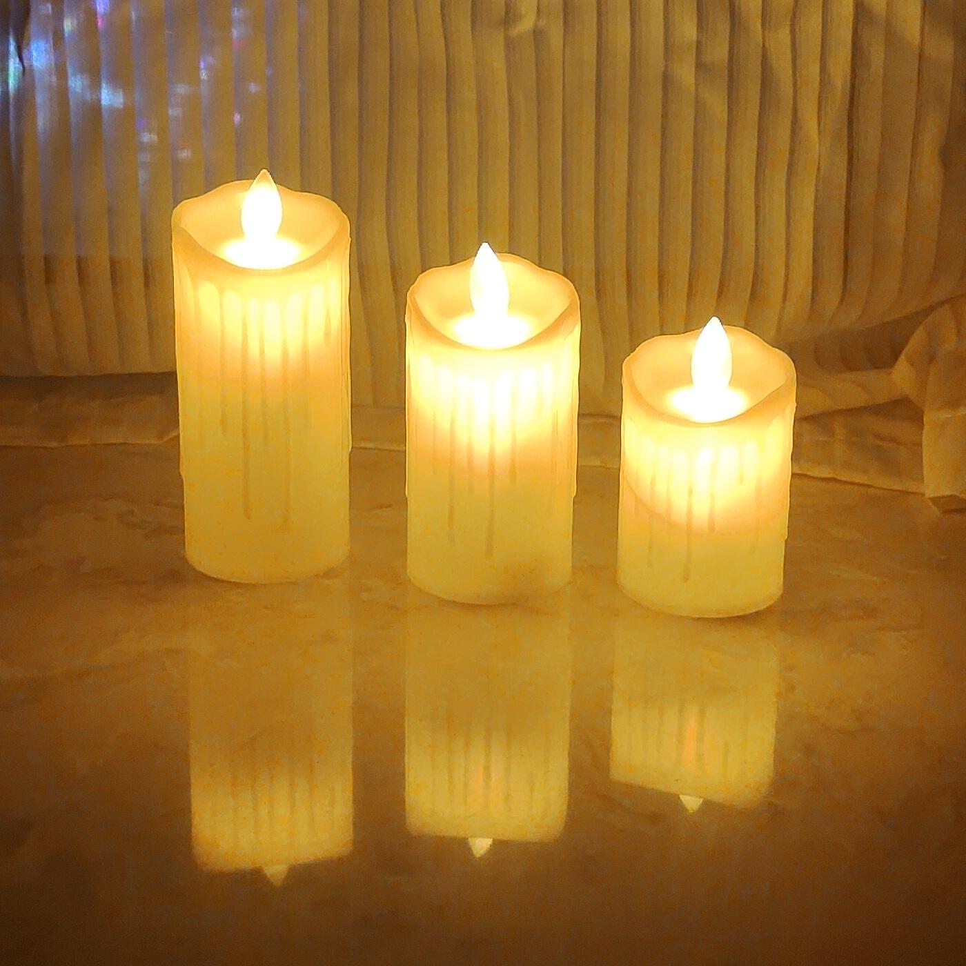Battery Powered Plastic Dancing Flame Flameless LED Pillar Candles