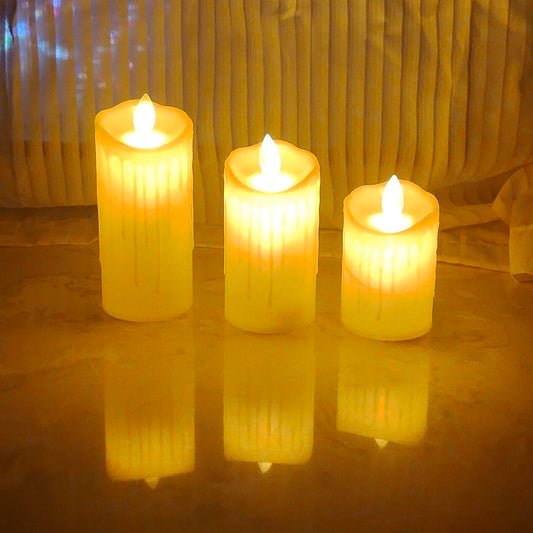 Battery Powered Plastic Dancing Flame Flameless LED Pillar Candles
