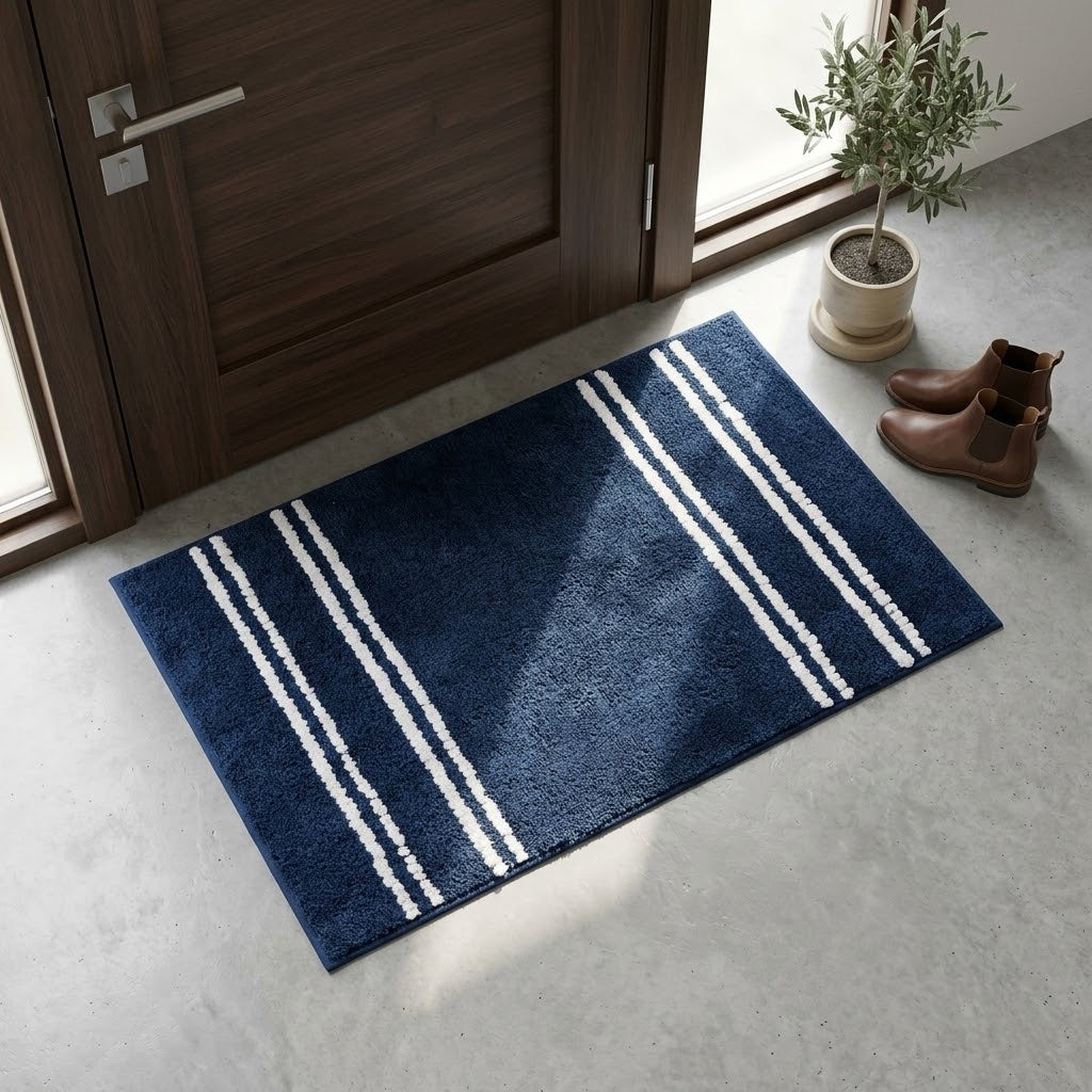 DecorTwist Anti-Slip Microfiber Bath Mat 60x40 cm | Super Absorbent & Quick Dry | Soft Polyester Surface with Non-Skid TPR Backing | Bathroom Floor Mat for Shower & Wash Basin