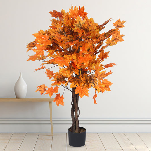 Artificial Maple Plants for Indoor & Outdoor with pot for Interior Decor/Home Decor/Office Décor (125 cm Tall, Multicolor)