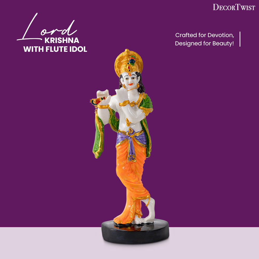 Polyresin Lord Krishna with Flute Idol Statue