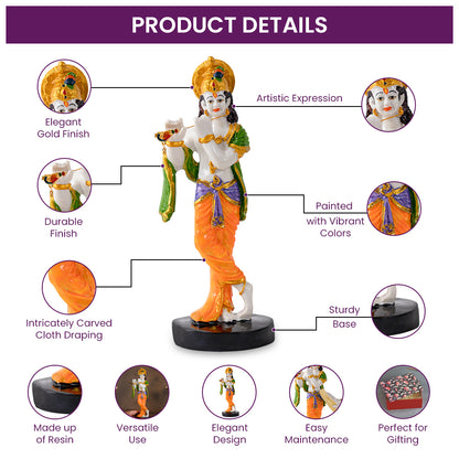 Polyresin Lord Krishna with Flute Idol Statue