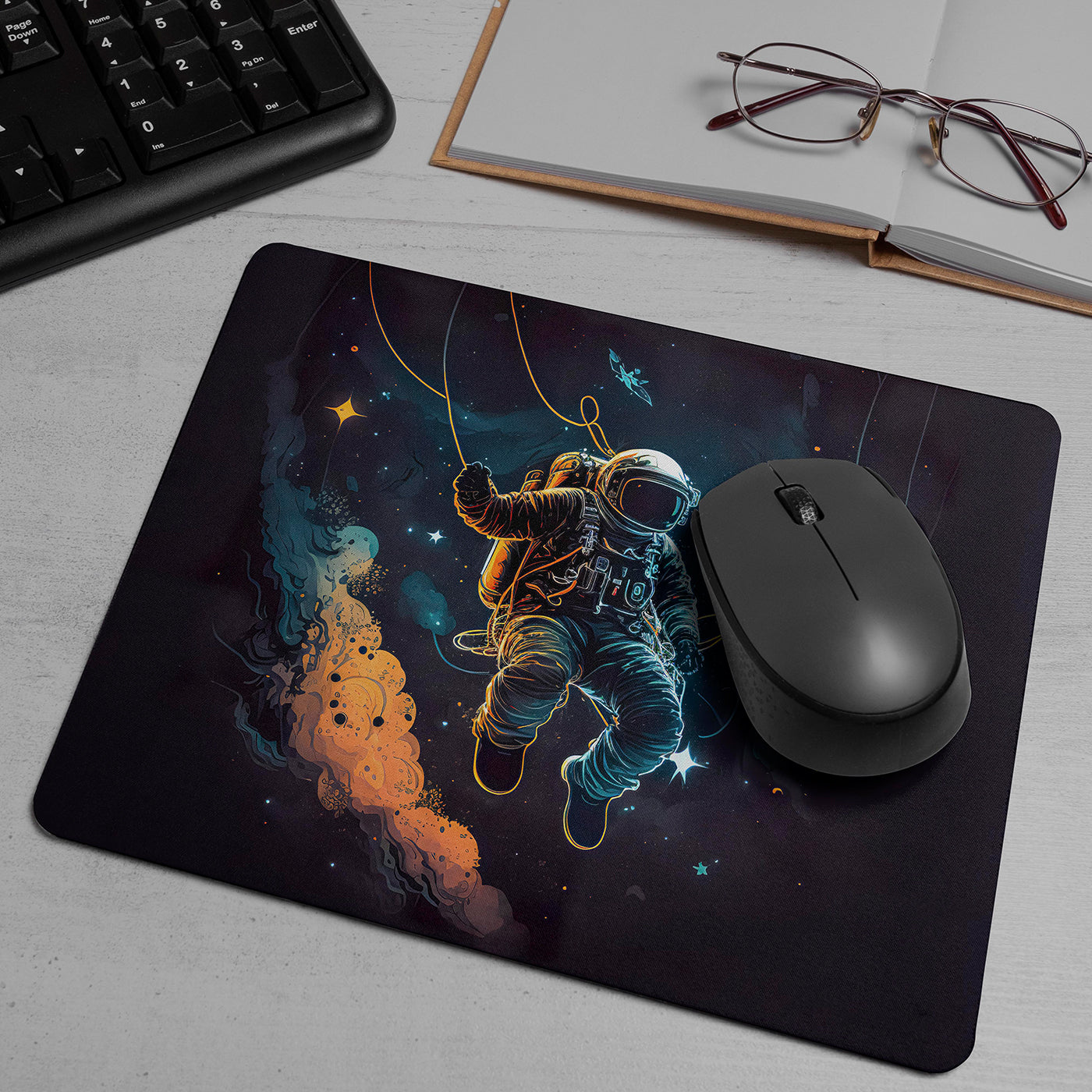 Astronaut Printed Mouse Pad Non-Slip Rubber Base Desk Mousepad for Laptop and Computer
