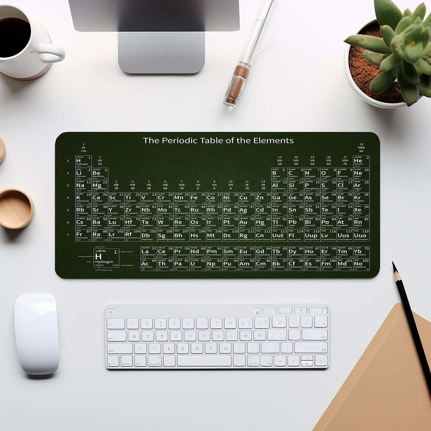 Periodic Table Printed Gaming Mouse Pad Large Extended Desk Mouse Pad Non-Slip Spill-Resistant Mousepad with Special-Textured Surface for Gamer Kids