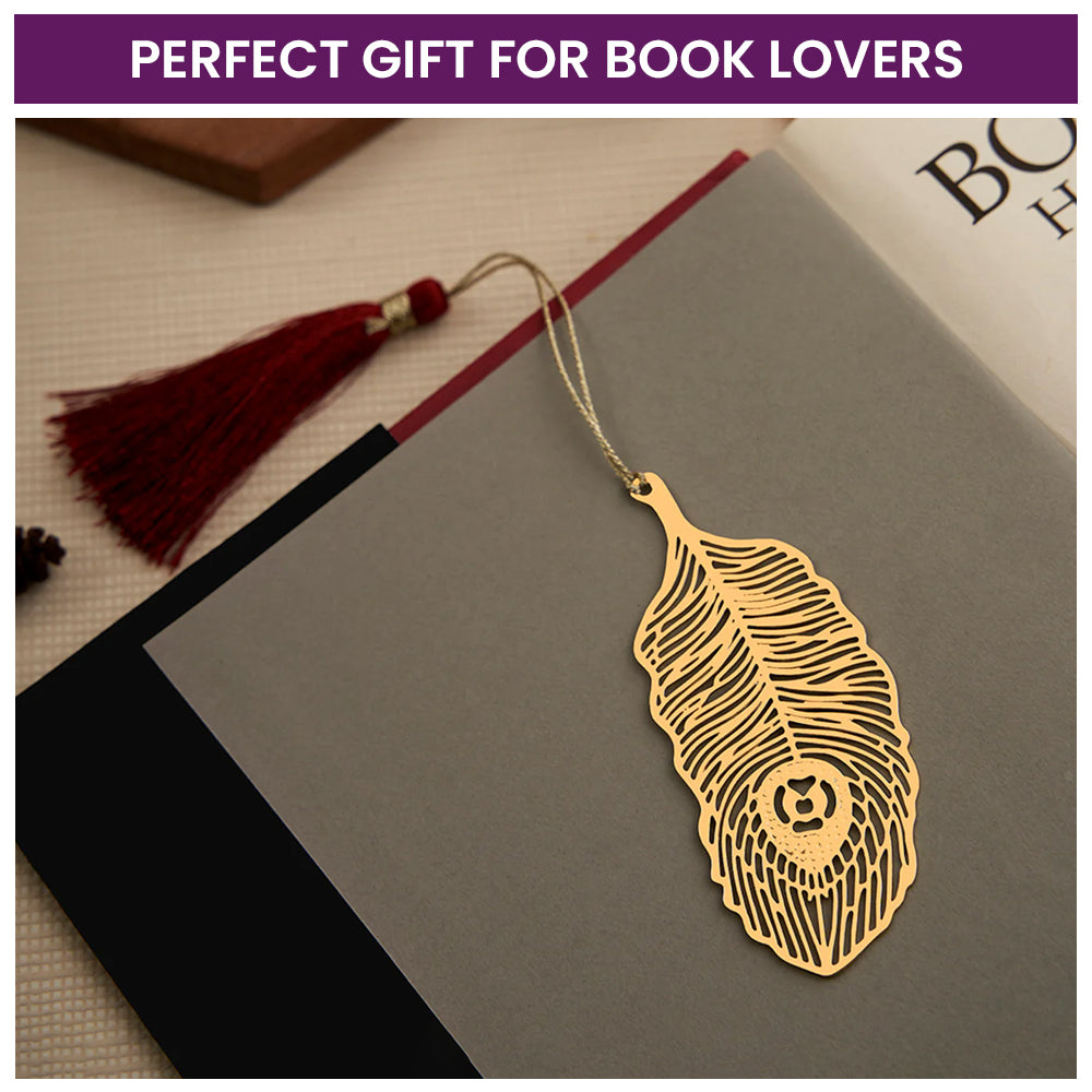 Brass Peacock Feather Bookmark