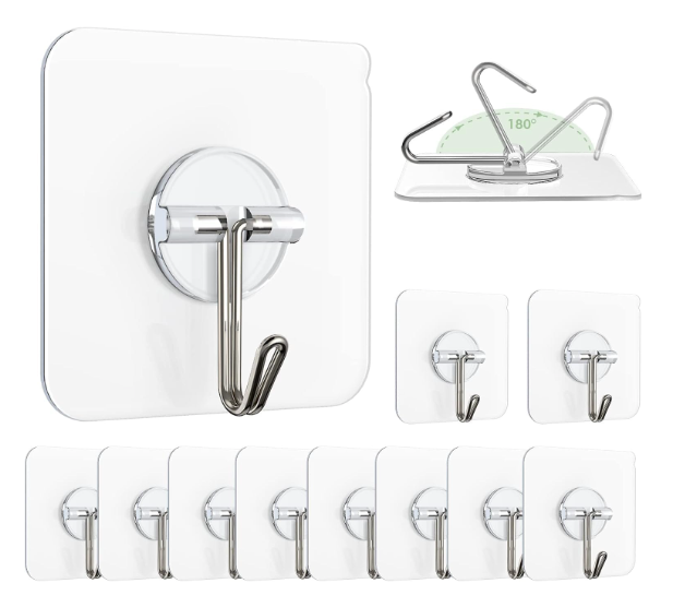 Wall Mounted Tool Holder – Drilling & Adhesive Mount Stainless Steel Organizer for Brooms, Mops & Cleaning Tools – Transparent Grip Tool Rack (Style 1, Pack of 5)