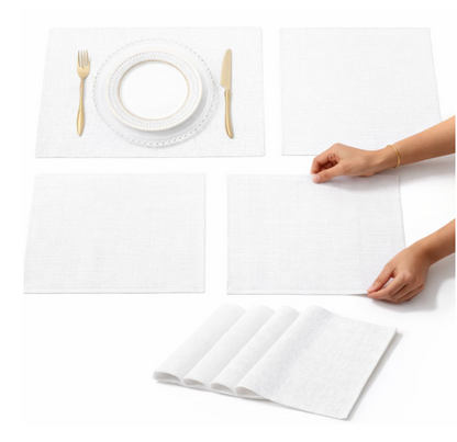 DecorTwist Pre Cut Kitchen Cabinet Mat Set of 4 (50x30 cm) Waterproof Anti Slip Shelf Drawer Liner for Modular Kitchen Fridge Wardrobe Cupboard Storage Protector EVA Ready to Use Reusable White Mats
