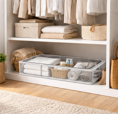 DecorTwist Transparent Shoe Storage Box for Closet & Under Bed | Foldable Dustproof Plastic Organizer for Shoes, Clothes & Blankets