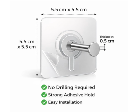 Wall Mounted Tool Holder – Drilling & Adhesive Mount Stainless Steel Organizer for Brooms, Mops & Cleaning Tools – Transparent Grip Tool Rack (Style 1, Pack of 5)
