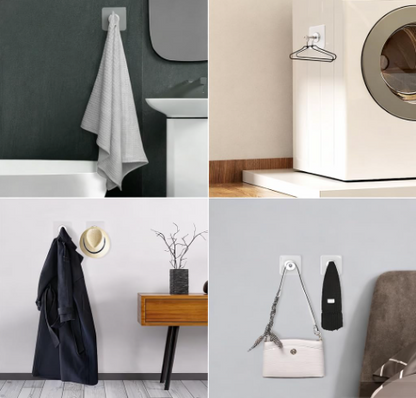 Wall Mounted Tool Holder – Drilling & Adhesive Mount Stainless Steel Organizer for Brooms, Mops & Cleaning Tools – Transparent Grip Tool Rack (Style 1, Pack of 5)