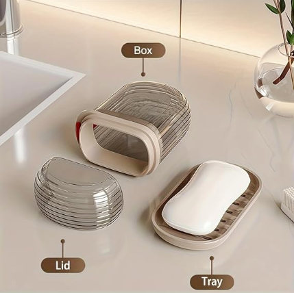 DecorTwist Soap Holder & Travel Soap Case | Bathroom & Travel Soap Storage Solution | Durable Plastic | Multipurpose Use (Travel Soap Box Pack of 2)