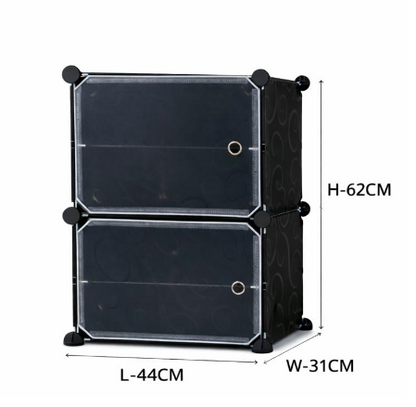 Modular Plastic Storage Cabinet with Doors | DIY Shoe Rack & Multipurpose Organizer for Home | Available in Plain & Patterned Panels (White – Plain, Double Door | 4 Shelves)