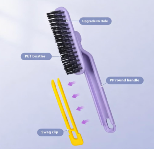 Bathroom Cleaning Brush for Tiles & Grout – Multi-Function Hard Bristle Scrub Brush, Crevice & Corner Cleaner, Durable Plastic Handle