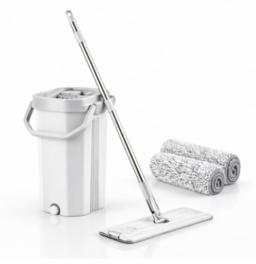 18-Inch Telescopic Floor Cleaning | Heavy-Duty Extendable Rod | Cotton Mop Head for Home, Office & Hospitals (Squeeze & Wash Flat Mop System)