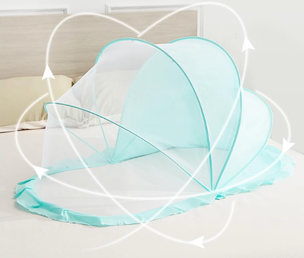 DecorTwist® Baby Mosquito Net Bottomless, Travel-Friendly, Foldable & Washable Safe Sleep Protection for Infants (0–24 Months) & Toddlers | 135×65×65 cm