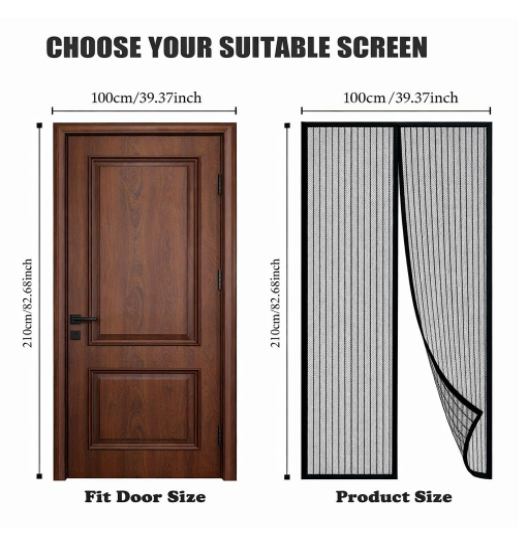 Decortwist Polyester Magnetic Mosquito Net for Doors – Auto Closing, Hands-Free Entry, Easy Installation (100×210 cm)